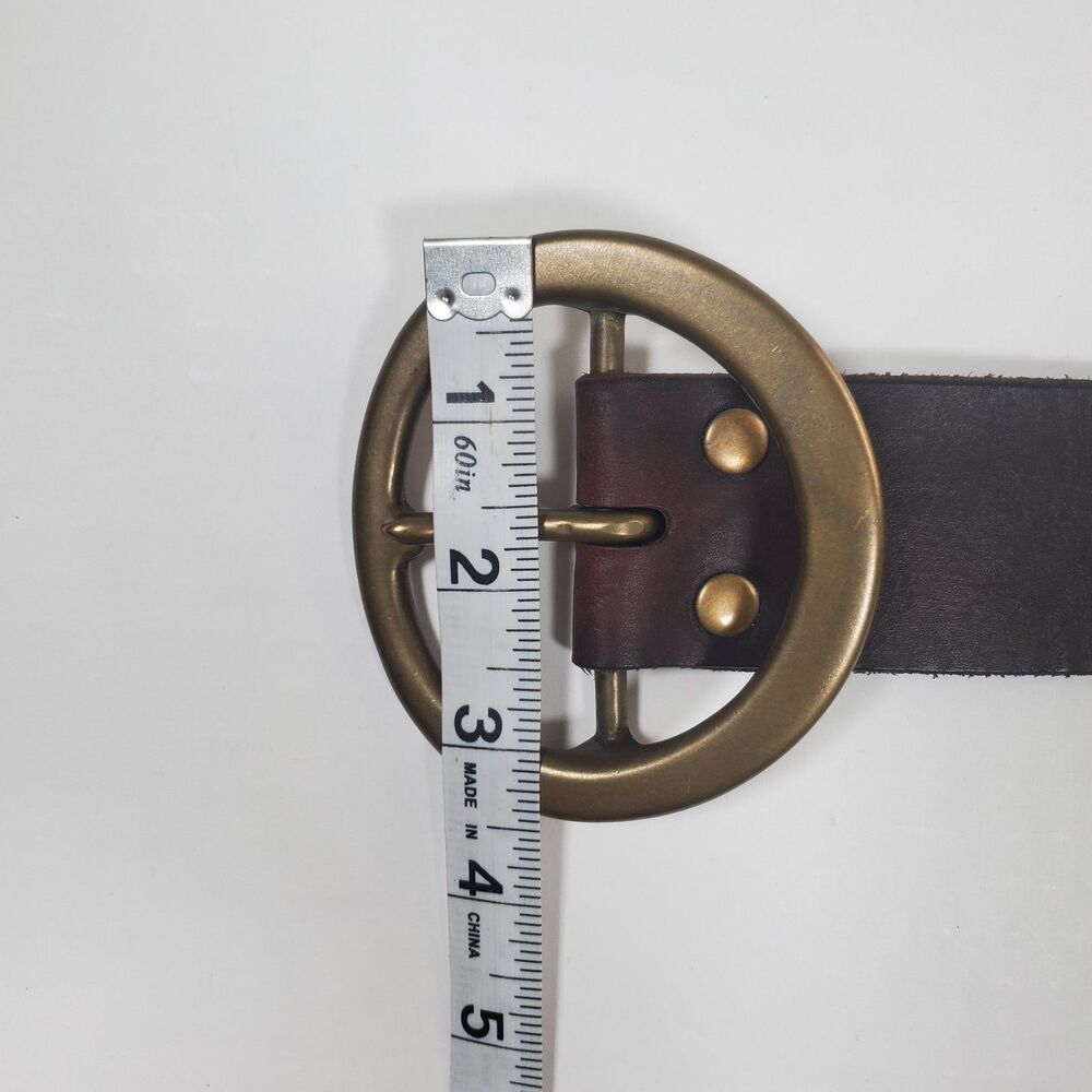 Vintage Gap Women’s Brown Leather Belt Large Braided Woven Solid Brass Buckle - Picture 7 of 10